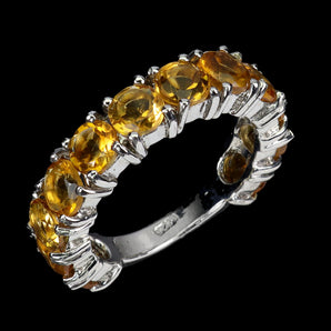925 Sterling Silver Ring Round Citrine 5mm Natural Gemstone Jewelry Size 9