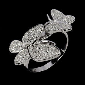 925 Sterling Silver Ring Round Simulated Cz Butterfly Gemstone Jewelry Size 7