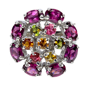 925 Sterling Silver Ring Oval Rhodolite 6x4mm Tourmaline Gemstone Jewelry Size 9