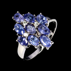 925 Sterling Silver Ring Oval Tanzanite 5x3mm Natural Gemstone Jewelry Size 7