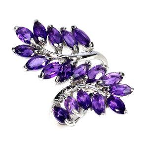 925 Sterling Silver Ring Marquise Amethyst 6x3mm Natural Gemstone Jewelry Size 7