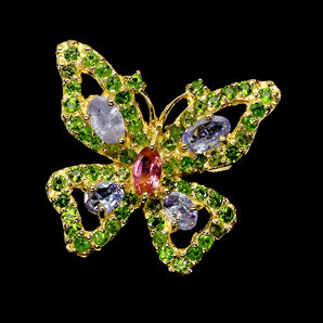 925 Sterling Silver Ring Marquise Tourmaline Tanzanite Butterfly Gemstone 8.5