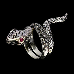 925 Sterling Silver Ring Round Simulated Cz Marcasite Cobra Gemstone Jewelry 8