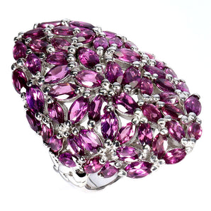 925 Sterling Silver Ring Marquise Rhodolite Garnet Natural Gemstone Jewelry Sz 8