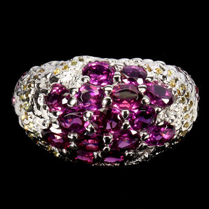 925 Sterling Silver Ring Oval Rhodolite Garnet Sapphire Gemstone Jewelry Size 9