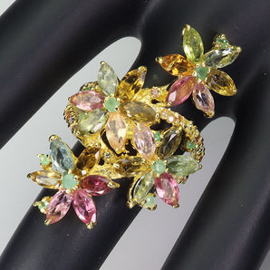 925 Sterling Silver Ring Marquise Tourmaline Emerald Sapphire Gemstone Jewelry 8
