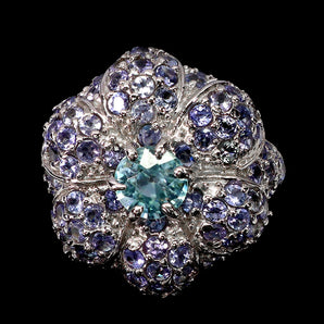 925 Sterling Silver Ring Oval Zircon 6mm Tanzanite Flower Gemstone Jewelry Sz 8