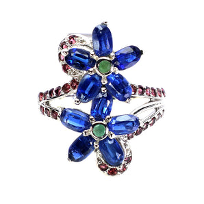 925 Sterling Silver Ring Oval Kyanite 5x3mm Emerald Gemstone Jewelry Size 7.5