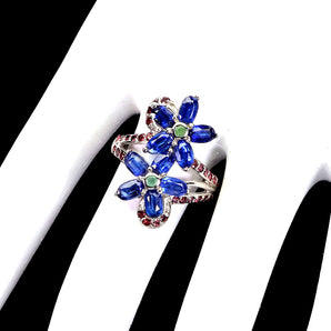 925 Sterling Silver Ring Oval Kyanite 5x3mm Emerald Gemstone Jewelry Size 7.5