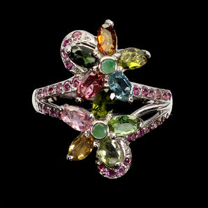 925 Sterling Silver Ring Oval Tourmaline 5x4mm Emerald Gemstone Jewelry Size 9