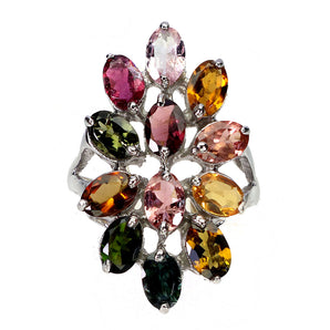 925 Sterling Silver Ring Oval Tourmaline 6x4mm Natural Gemstone Jewelry Size 9