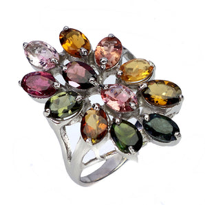 925 Sterling Silver Ring Oval Tourmaline 6x4mm Natural Gemstone Jewelry Size 9