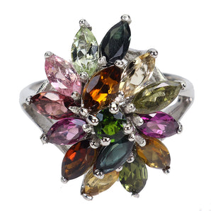 925 Sterling Silver Ring Marquise Tourmaline Chrome Diopside Gemstone Jewelry 8