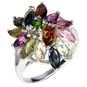 925 Sterling Silver Ring Marquise Tourmaline Chrome Diopside Gemstone Jewelry 8