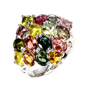 925 Sterling Silver Ring Oval Tourmaline 5x4mm Natural Gemstone Jewelry Size 7
