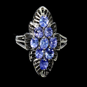 925 Sterling Silver Ring Oval Tanzanite 4x3mm Natural Gemstone Jewelry Size 9