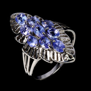 925 Sterling Silver Ring Oval Tanzanite 4x3mm Natural Gemstone Jewelry Size 9