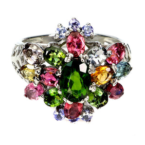 925 Sterling Silver Ring Oval Chrome Diopside 7x5mm Tourmaline Gemstone Size 7