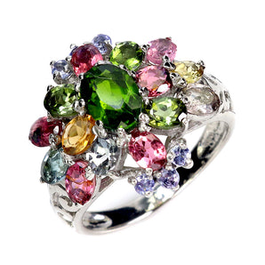 925 Sterling Silver Ring Oval Chrome Diopside 7x5mm Tourmaline Gemstone Size 7