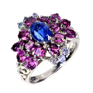 925 Sterling Silver Ring Oval Kyanite 7x5mm Tanzanite Gemstone Jewelry Size 7.5