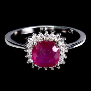 925 Sterling Silver Ring Cushion Ruby 6mm Natural Gemstone Jewelry Size 7