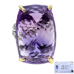Free Certificate 925 Sterling Silver Ring Antique Amethyst 47.3ct Handmade 7.5