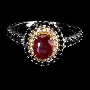 925 Sterling Silver Ring Oval Ruby 7x5mm Spinel Natural Gemstone Jewelry Size 8