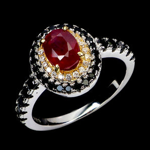 925 Sterling Silver Ring Oval Ruby 7x5mm Spinel Natural Gemstone Jewelry Size 8