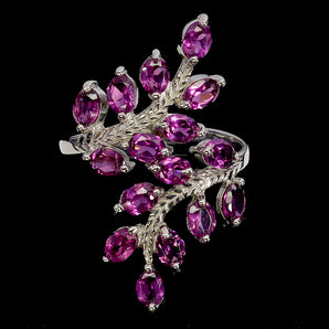 925 Sterling Silver Ring Oval Rhodolite Garnet 4x3mm Gemstone Jewelry Size 8.5