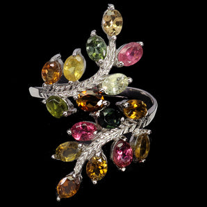 925 Sterling Silver Ring Oval Tourmaline 4x3mm Natural Gemstone Jewelry Size 9