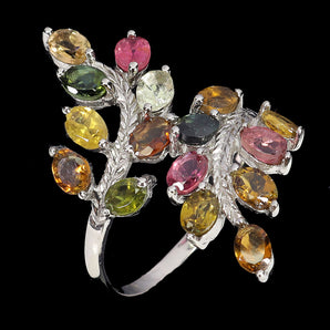 925 Sterling Silver Ring Oval Tourmaline 4x3mm Natural Gemstone Jewelry Size 9