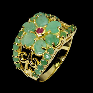 925 Sterling Silver Ring Oval Emerald 5x3mm Ruby Natural Gemstone Jewelry Size 7