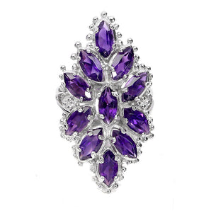 925 Sterling Silver Ring Marquise Amethyst Natural Gemstone Jewelry Size 7