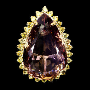 925 Sterling Silver Ring Pear Ametrine 41ct Sapphire Handmade Gemstone Jewelry 9