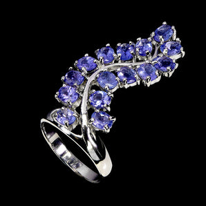 925 Sterling Silver Ring Oval Tanzanite 5x4mm Natural Gemstone Jewelry Size 8