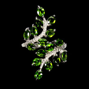 925 Sterling Silver Ring Oval Chrome Diopside 4x3mm Natural Gemstone Jewelry 8