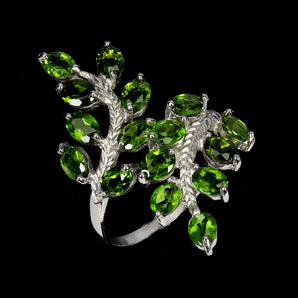 925 Sterling Silver Ring Oval Chrome Diopside 4x3mm Natural Gemstone Jewelry 8