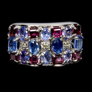925 Sterling Silver Ring Oval Kyanite Sapphire Tanzanite Gemstone Jewelry Size 9