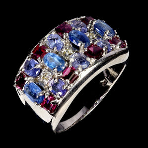 925 Sterling Silver Ring Oval Kyanite Sapphire Tanzanite Gemstone Jewelry Size 9