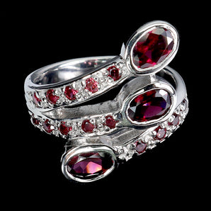 925 Sterling Silver Ring Oval Rhodolite Garnet 6x4mm Gemstone Jewelry Size 7