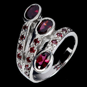 925 Sterling Silver Ring Oval Rhodolite Garnet 6x4mm Gemstone Jewelry Size 7