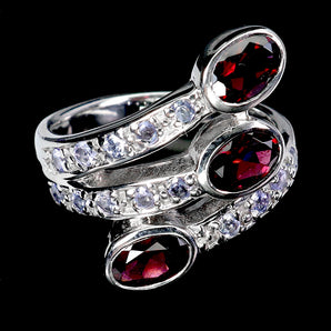 925 Sterling Silver Ring Oval Rhodolite 6x4mm Tanzanite Gemstone Jewelry Size 7