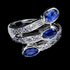 925 Sterling Silver Ring Oval Kyanite 6x4mm Tanzanite Gemstone Jewelry Size 9