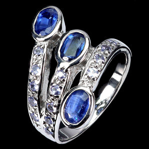 925 Sterling Silver Ring Oval Kyanite 6x4mm Tanzanite Gemstone Jewelry Size 9