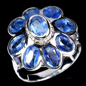 925 Sterling Silver Ring Oval Kyanite 7x5mm Natural Gemstone Jewelry Size 7