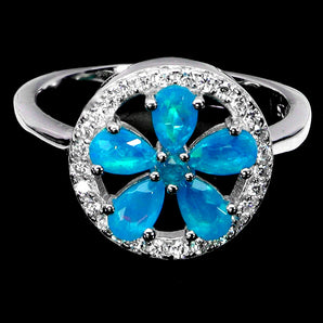 925 Sterling Silver Ring Pear Apatite 5x3mm Natural Gemstone Jewelry Size 8