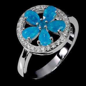 925 Sterling Silver Ring Pear Apatite 5x3mm Natural Gemstone Jewelry Size 8