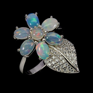 925 Sterling Silver Ring Oval Fire Opal 6x4mm Natural Gemstone Jewelry Size 8