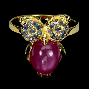 925 Sterling Silver Ring Oval Ruby 10x8mm Sapphire Gemstone Jewelry Size 7