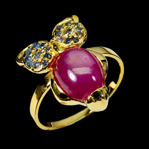 925 Sterling Silver Ring Oval Ruby 10x8mm Sapphire Gemstone Jewelry Size 7